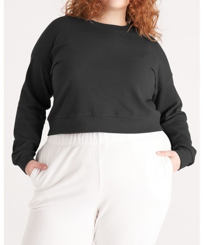 The Women's Cropped Sweatshirt- Plus Size Black $32.26 Sweatshirts