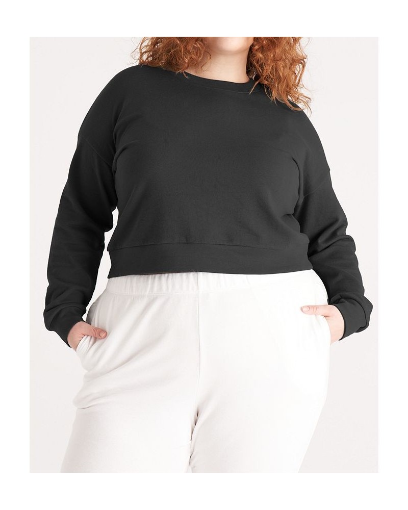 The Women's Cropped Sweatshirt- Plus Size Black $32.26 Sweatshirts