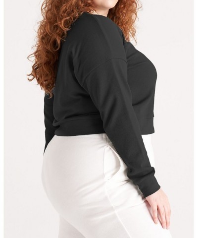 The Women's Cropped Sweatshirt- Plus Size Black $32.26 Sweatshirts