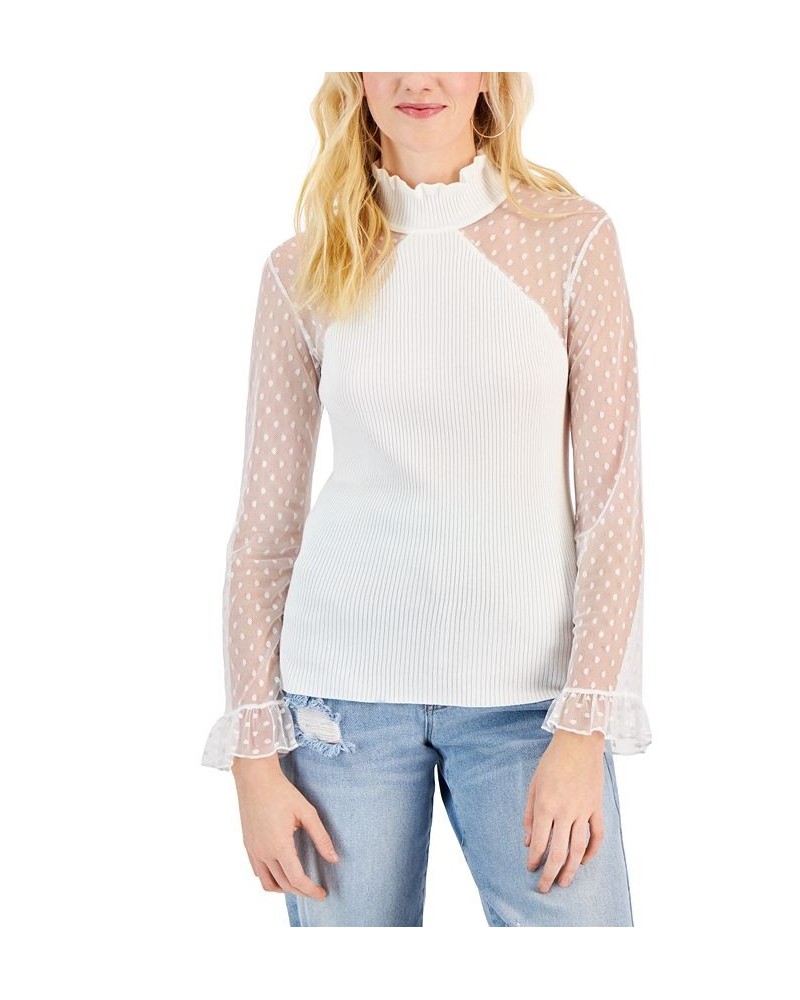 Juniors' Mock-Neck Illusion Detail Sweater Ivory $13.14 Sweaters