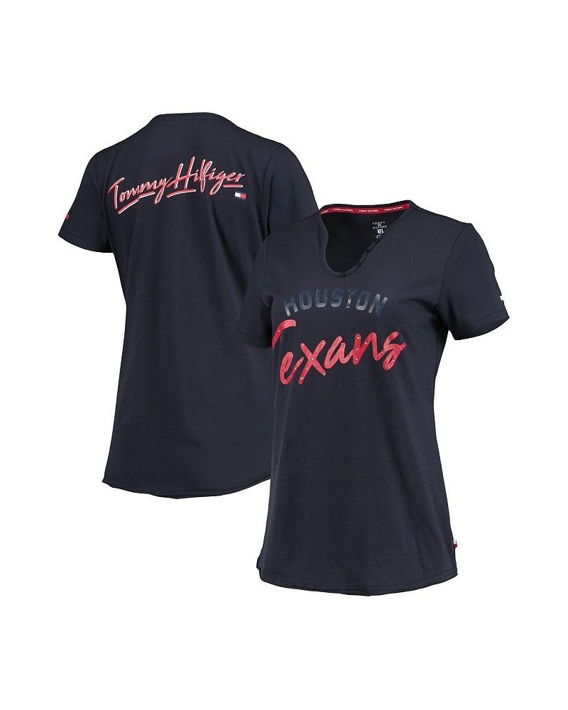 Women's Navy Houston Texans Riley V-Neck T-shirt Navy $17.16 Tops