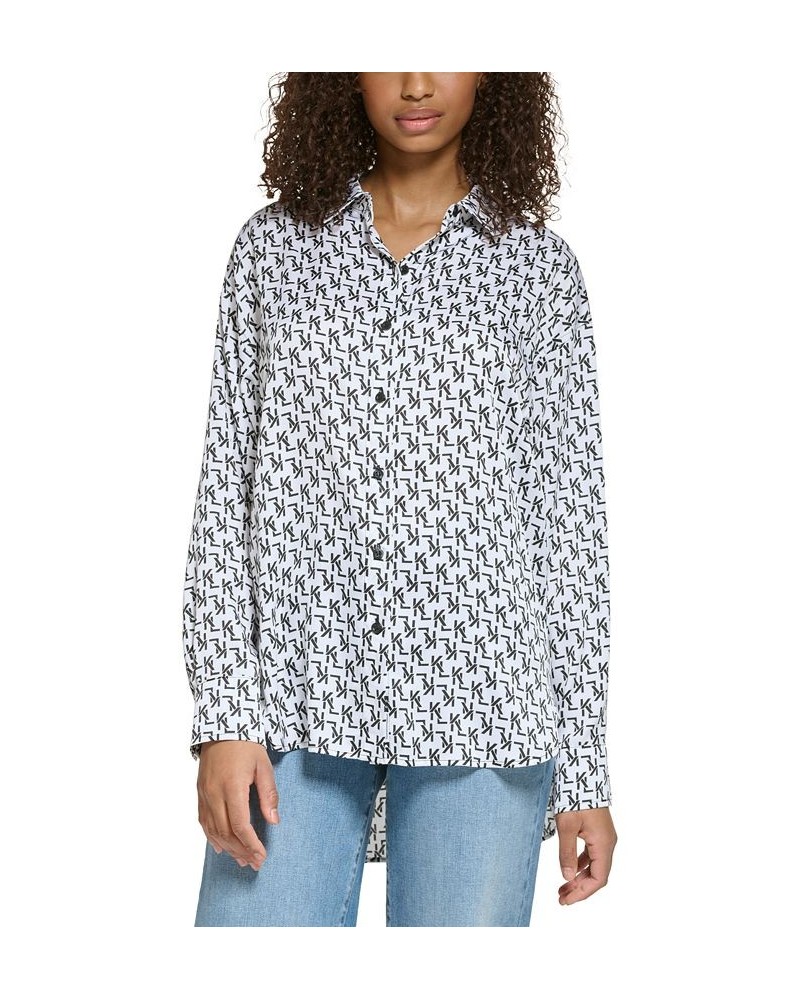 Women's Monogram-Print Blouse White $51.74 Tops