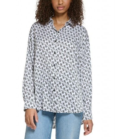 Women's Monogram-Print Blouse White $51.74 Tops