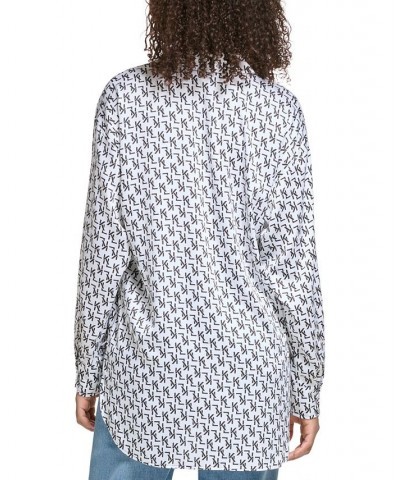 Women's Monogram-Print Blouse White $51.74 Tops