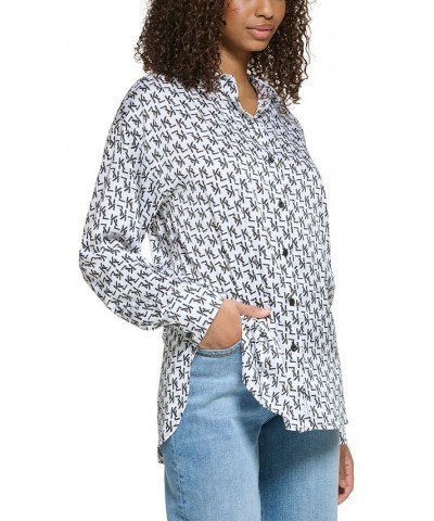 Women's Monogram-Print Blouse White $51.74 Tops