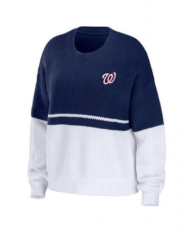 Women's Navy White Washington Nationals Chunky Pullover Sweatshirt Navy, White $45.10 Sweaters