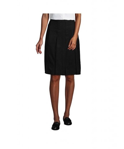 School Uniform Women's Tall Box Pleat Skirt Top of Knee Black $32.37 Skirts