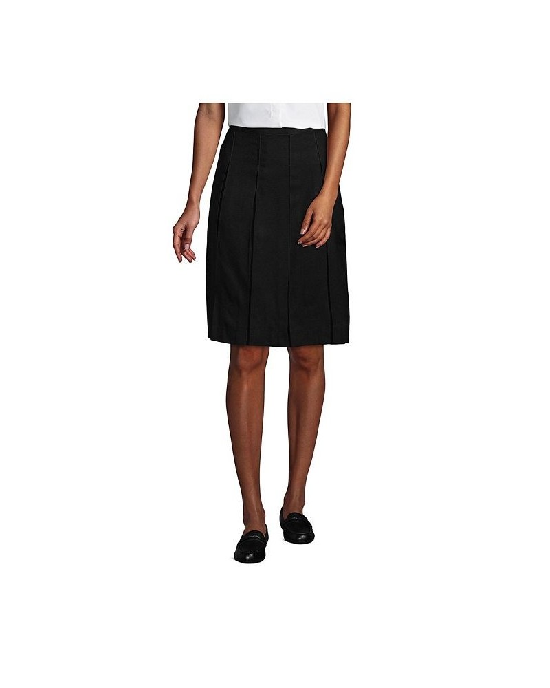 School Uniform Women's Tall Box Pleat Skirt Top of Knee Black $32.37 Skirts