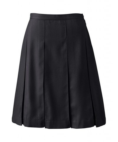 School Uniform Women's Tall Box Pleat Skirt Top of Knee Black $32.37 Skirts