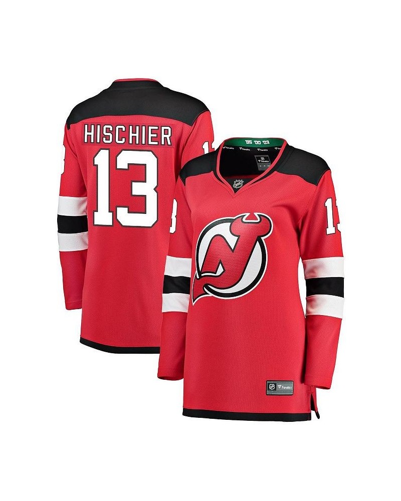 Women's Fanatics Nico Hischier Red New Jersey Devils Breakaway Home Player Jersey Red $79.20 Jersey