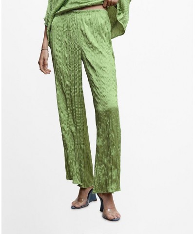Women's Satin Pleated Pants Green $28.70 Pants