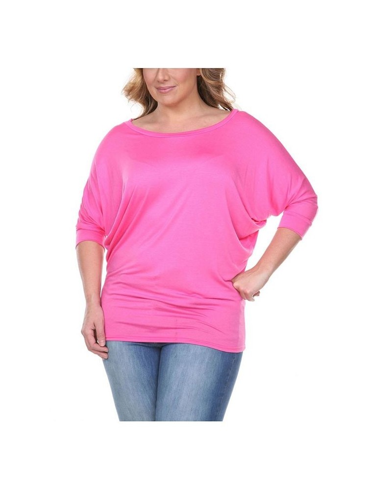 Plus Size Bat Sleeve Tunic Top Fuchsia $32.24 Tops