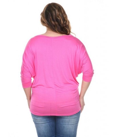 Plus Size Bat Sleeve Tunic Top Fuchsia $32.24 Tops