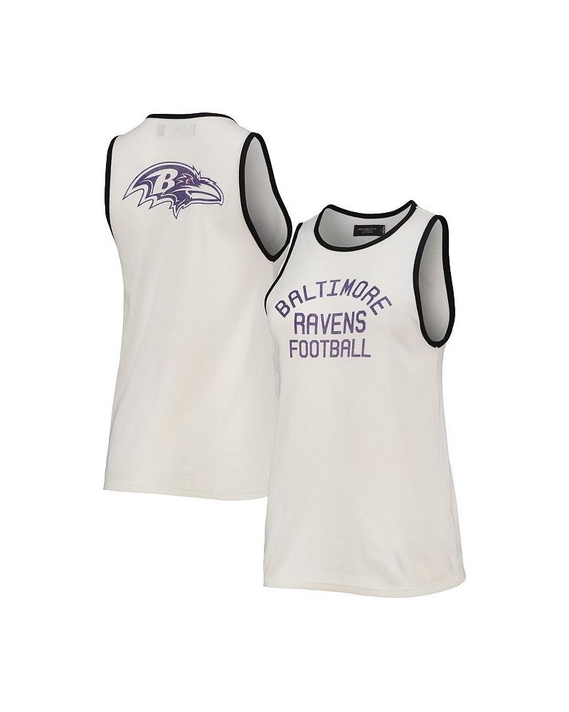 Women's White Black Baltimore Ravens Throwback Pop Binding Scoop Neck Tank Top White, Black $22.43 Tops