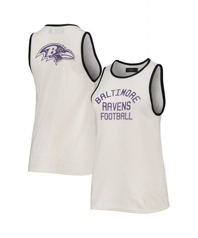 Women's White Black Baltimore Ravens Throwback Pop Binding Scoop Neck Tank Top White, Black $22.43 Tops