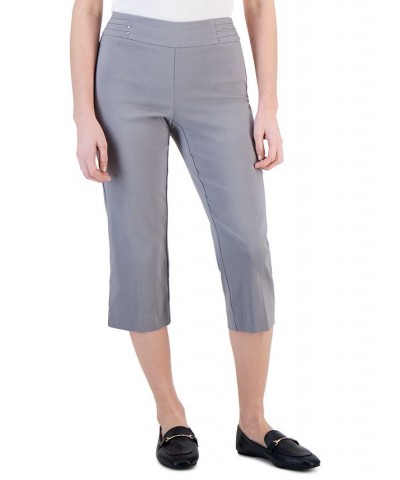 Petite Rivet-Detail Tummy Control Capri Pants Gray $17.39 Pants