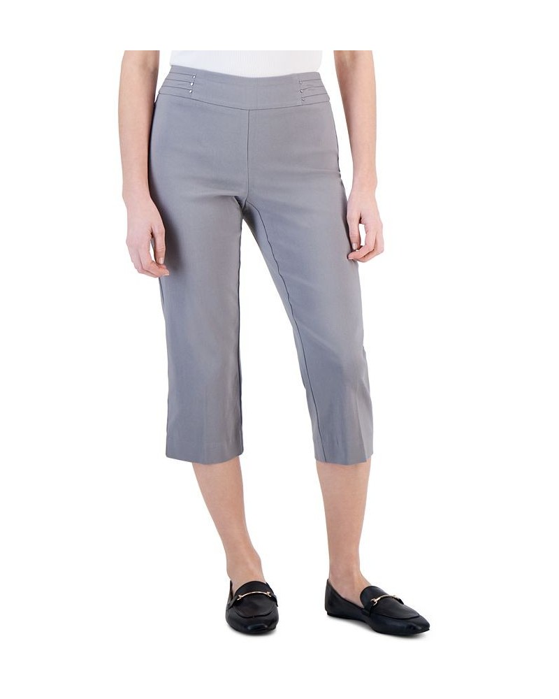 Petite Rivet-Detail Tummy Control Capri Pants Gray $17.39 Pants