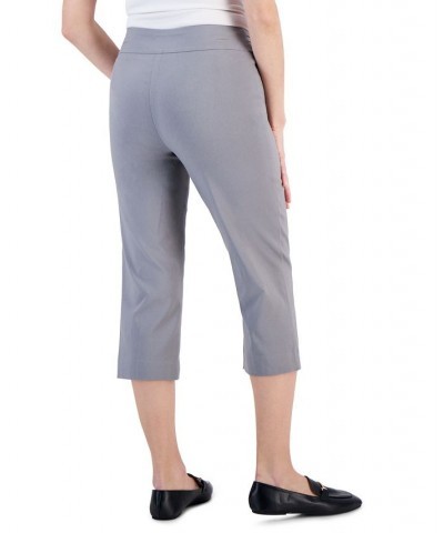 Petite Rivet-Detail Tummy Control Capri Pants Gray $17.39 Pants