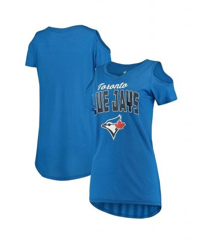 Women's Royal Toronto Blue Jays Clear the Bases Cold Shoulder T-shirt Royal $22.05 Tops
