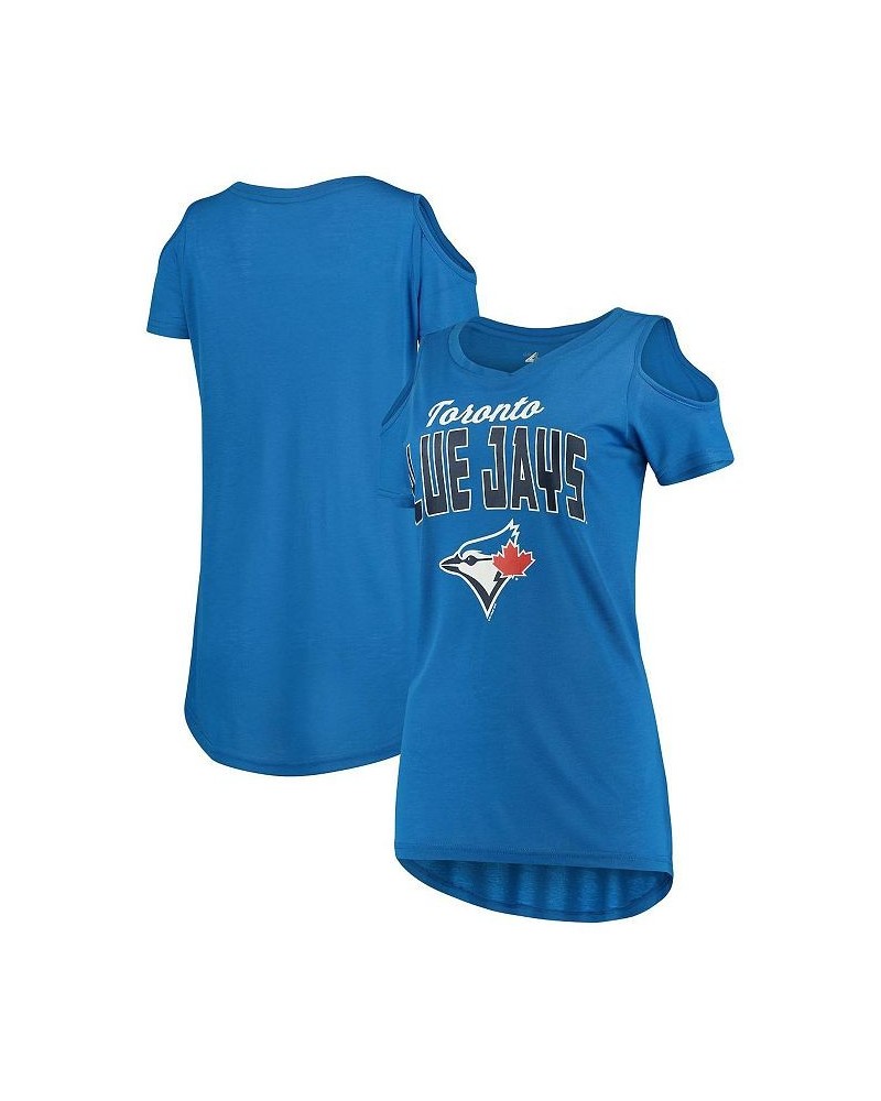 Women's Royal Toronto Blue Jays Clear the Bases Cold Shoulder T-shirt Royal $22.05 Tops