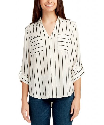 Juniors' Two-Pocket Striped Button-Up Shirt Pat A $24.99 Tops