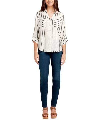 Juniors' Two-Pocket Striped Button-Up Shirt Pat A $24.99 Tops