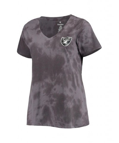 Women's Josh Jacobs Charcoal Las Vegas Raiders Plus Size Name and Number Tie-Dye T-shirt Charcoal $21.50 Tops