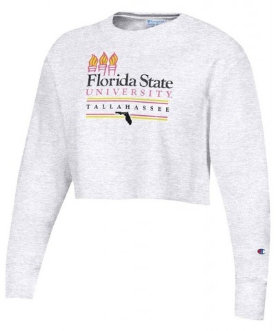 Women's Heathered Gray Florida State Seminoles Beach Club Reverse Weave Cropped Pullover Sweatshirt Heathered Gray $32.99 Swe...