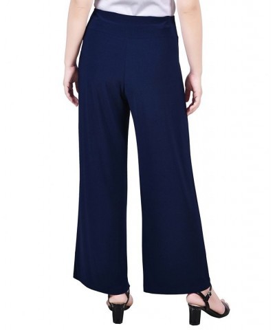 Petite Cropped Pull On Pants with Sash Blue $14.08 Pants