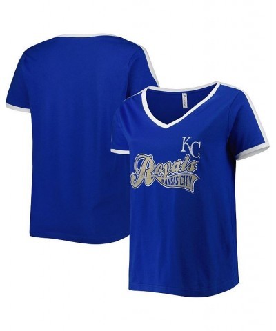 Women's Royal Kansas City Royals Plus Size V-Neck T-shirt Royal $25.37 Tops