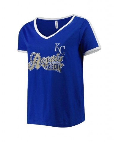 Women's Royal Kansas City Royals Plus Size V-Neck T-shirt Royal $25.37 Tops