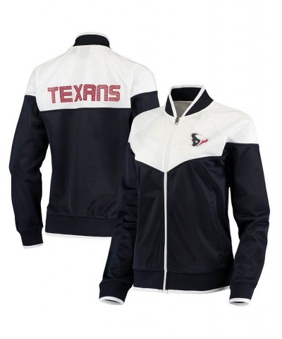 Women's Navy and White Houston Texans Wildcard Full-Zip Raglan Track Jacket Navy, White $42.63 Jackets