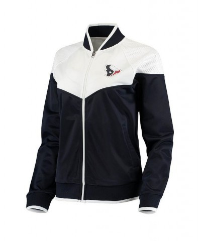 Women's Navy and White Houston Texans Wildcard Full-Zip Raglan Track Jacket Navy, White $42.63 Jackets