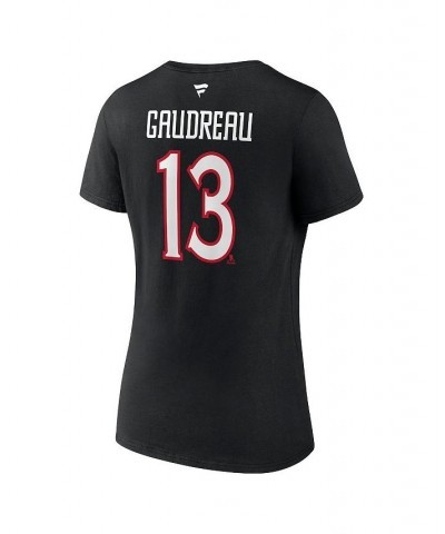 Women's Branded Johnny Gaudreau Black Columbus Blue Jackets Special Edition 2.0 Name and Number V-Neck T-shirt Black $19.35 Tops