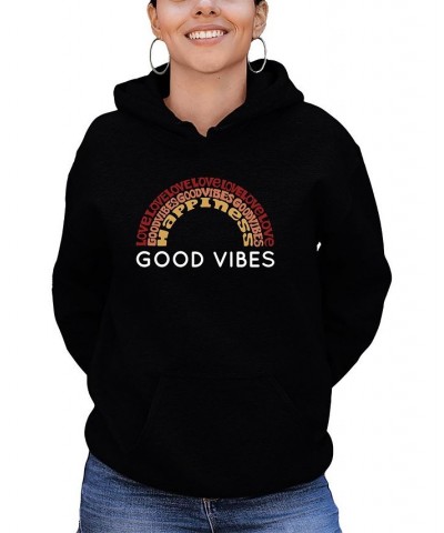 Women's Word Art Good Vibes Hooded Sweatshirt Black $30.00 Sweatshirts