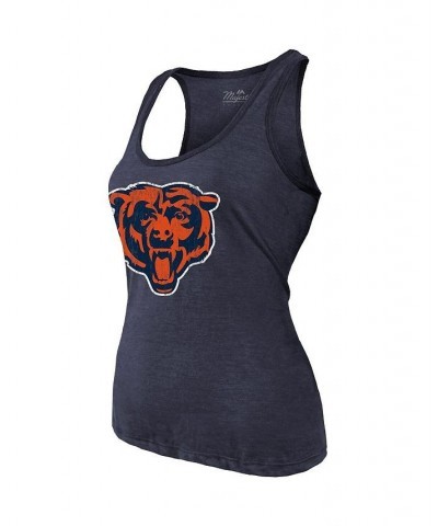 Women's Threads Justin Fields Navy Chicago Bears Player Name and Number Tri-Blend Tank Top Blue $26.46 Tops