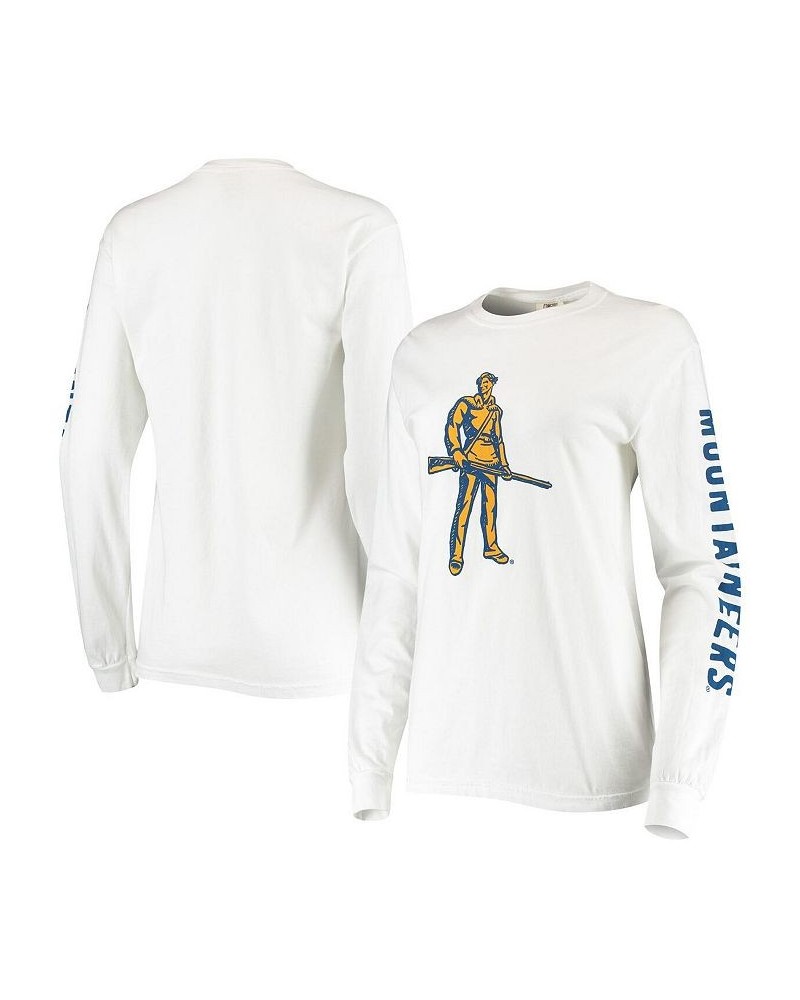 Women's White West Virginia Mountaineers Drawn Logo Oversized Long Sleeve T-shirt White $26.40 Tops