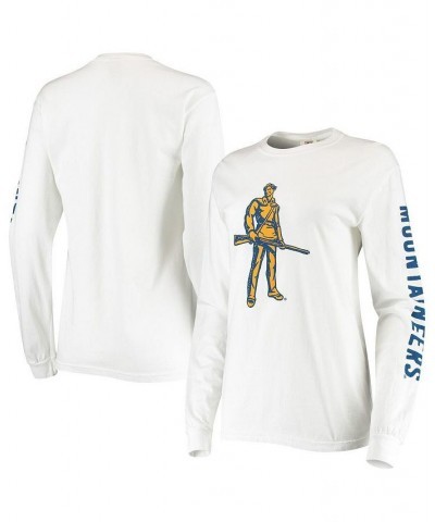 Women's White West Virginia Mountaineers Drawn Logo Oversized Long Sleeve T-shirt White $26.40 Tops