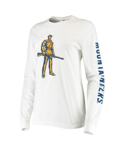 Women's White West Virginia Mountaineers Drawn Logo Oversized Long Sleeve T-shirt White $26.40 Tops