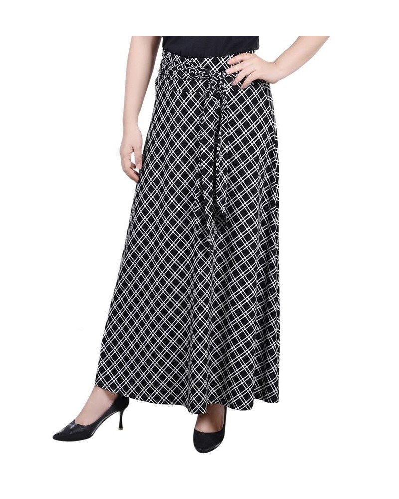 Women's Missy Maxi Skirt with Sash Waist Tie Black White Diamond $17.60 Skirts