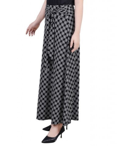 Women's Missy Maxi Skirt with Sash Waist Tie Black White Diamond $17.60 Skirts