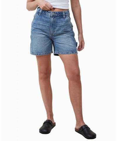 Women's Carpenter Denim Shorts Blue $34.19 Shorts
