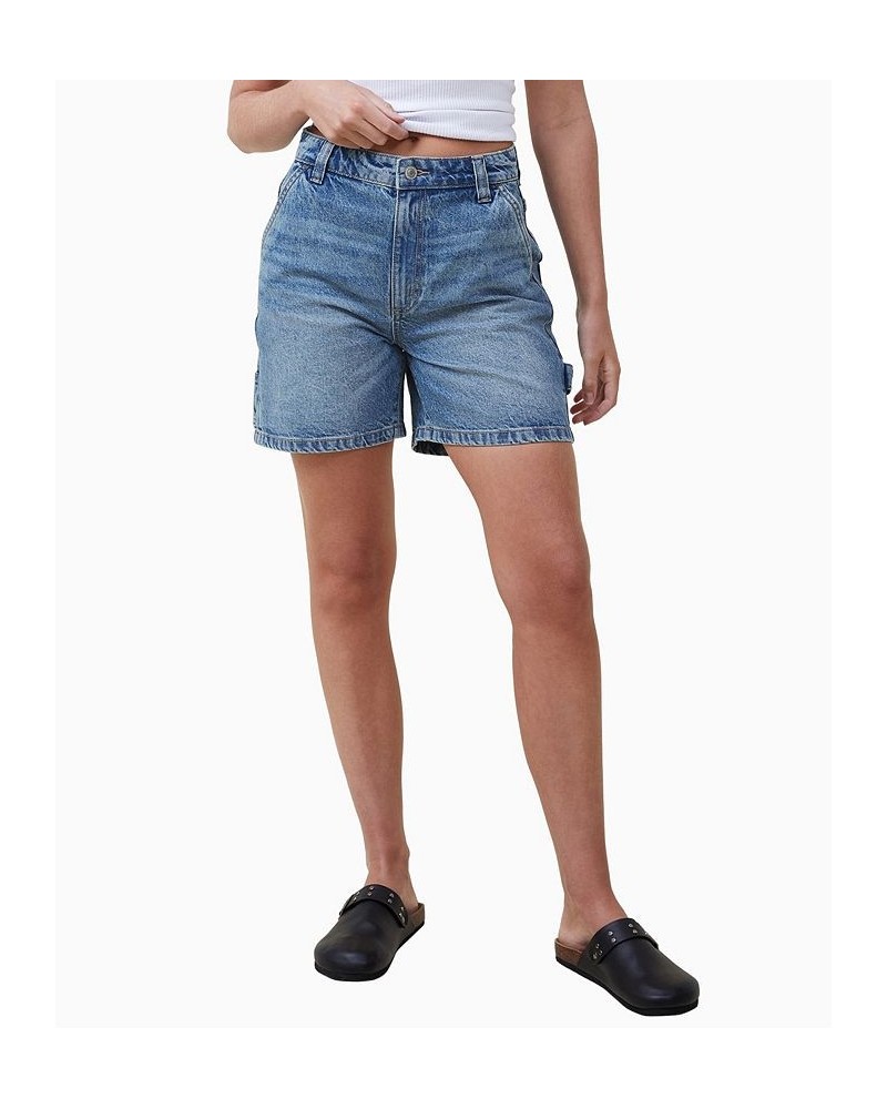 Women's Carpenter Denim Shorts Blue $34.19 Shorts