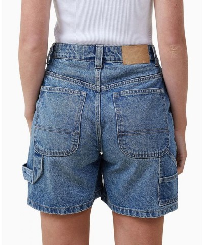 Women's Carpenter Denim Shorts Blue $34.19 Shorts