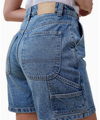 Women's Carpenter Denim Shorts Blue $34.19 Shorts