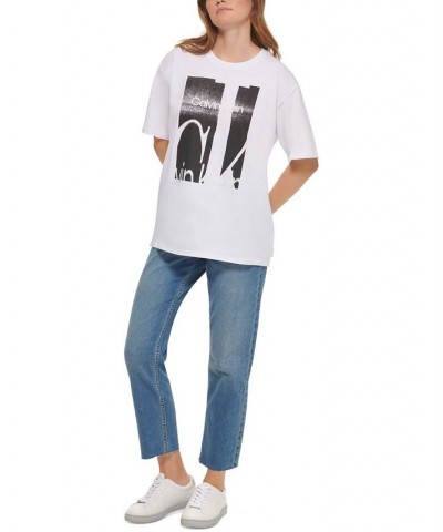 Women's Cotton Graphic T-Shirt White / Black $19.06 Tops