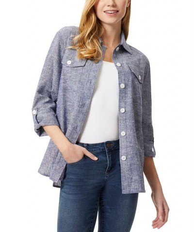 Women's Shacket Jacket with Rolled Tab Collection Navy and NYC White $21.69 Jackets