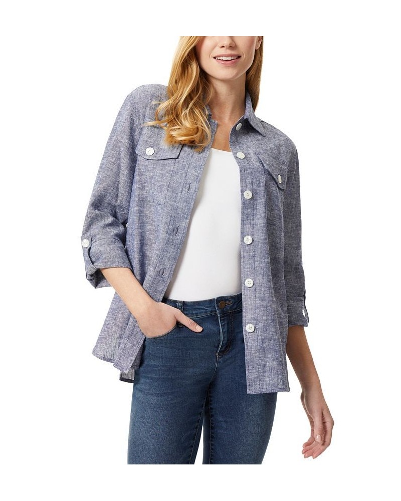 Women's Shacket Jacket with Rolled Tab Collection Navy and NYC White $21.69 Jackets