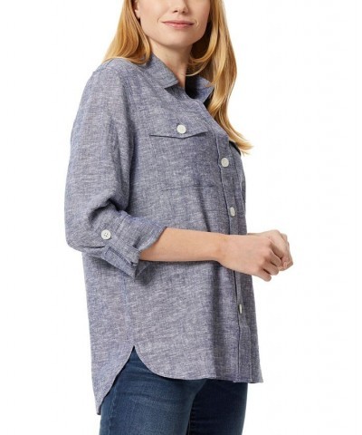 Women's Shacket Jacket with Rolled Tab Collection Navy and NYC White $21.69 Jackets