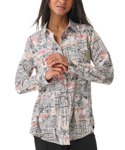 Women's Pocket-Front Whimsical Blouse Dune Pink Multi $37.37 Tops